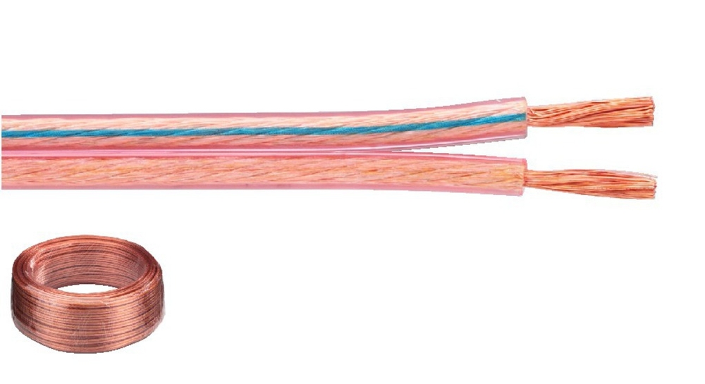 CABLE HAUT PARLEUR TRANPARENT SPC-15 Pure Copper OFC Speaker Cable 50m 2 X 1.5mm² VENDU AU METRE