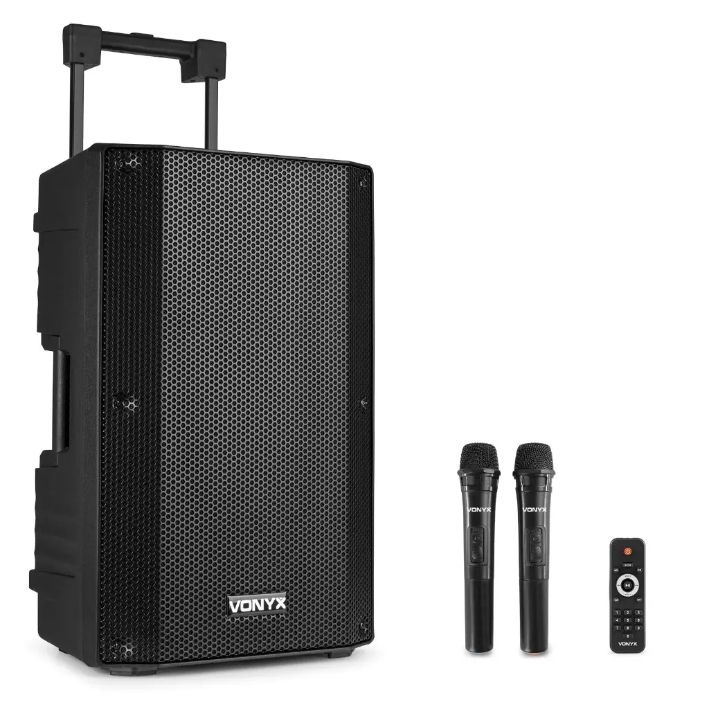 ENCEINTE BATTERIE VSA500 Vonyx Sono Portable 400 Watts 2 MICROS HF MAIN 