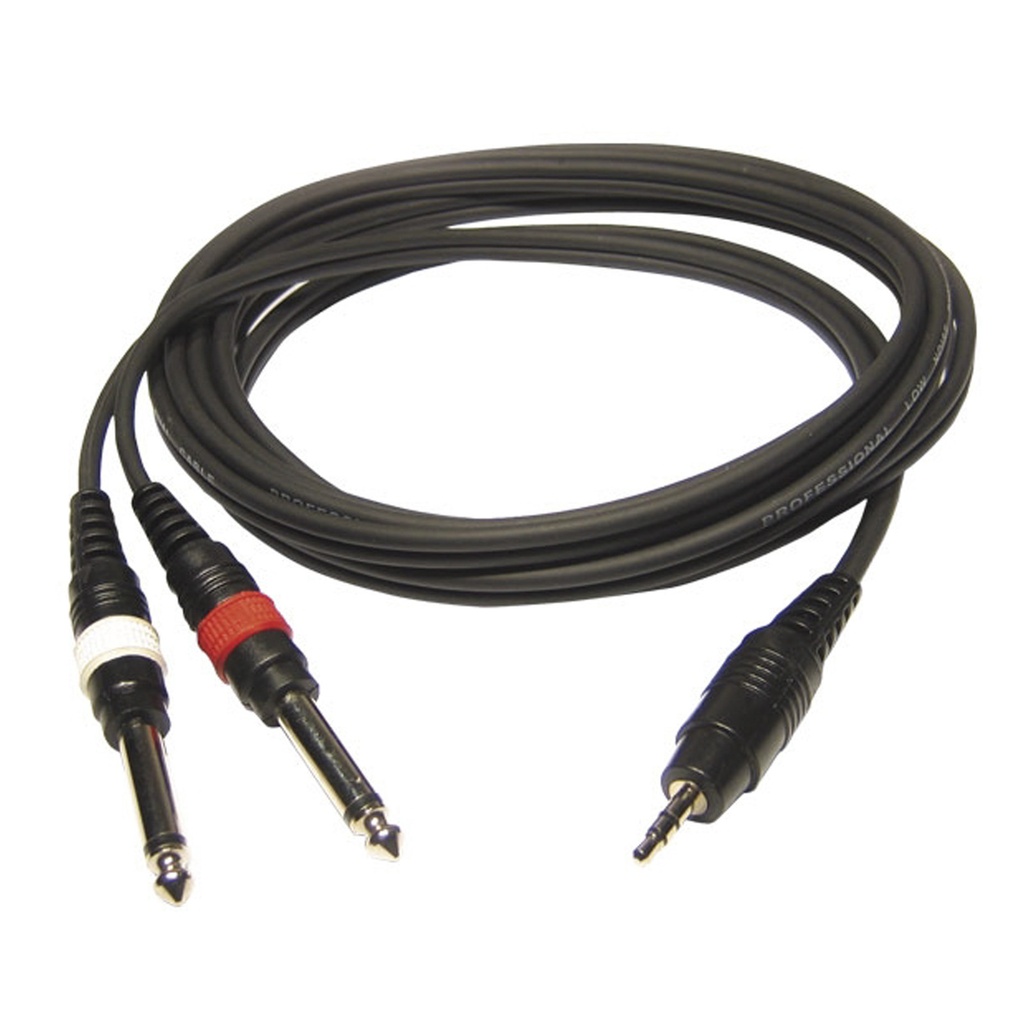  CORDON ligne 2x 4mm - 1x mini Jack 3,5 stéréo mâle / 2x Jack 6,35 mâle mono - 3m - CL-31/3 - H8016