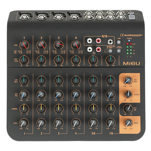 TABLE DE MIXAGE Mi6U AUDIOPHONY Mixer 6 canaux 4 Microphone, 2 stéréo, 1 Aux et port USB H10911