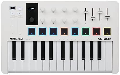 CLAVIER MAITRE MiniLab 3 MK3 Arturia 25 TOUCHES MIDI Keyboard Controller, White