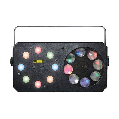 PROJECTEUR EFFETS Power Lighting Meteor V - Jeux De Lumière 3-en-1 : Wash, Gobos Moonflower, Laser Multipoints Rouge Et Vert