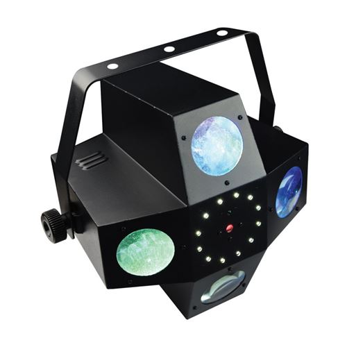 PROJECTEUR EFFETS Power Lighting Meteor VII 3-en-1 Beam Moonflower, Strobe, Laser Multipoints Rouge Vert