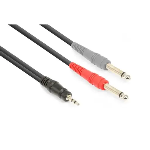 CORDON Vonyx Câble Audio Cordon Jack 3,5 Stéréo/2x Jack 6,35 Mono - 6m